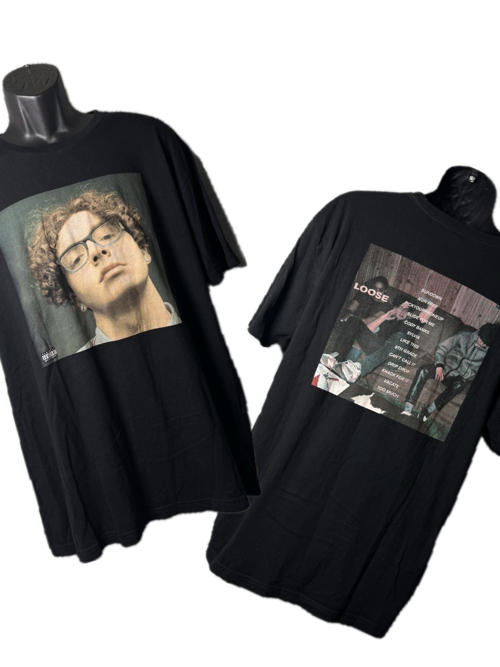 Jack Harlow Loose Double-Sided Rare Album Tracklist Rap Graphic Tee Black XL